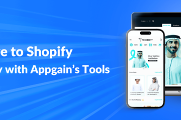 Thobify’s successful migration to Shopify, showcasing modernized traditional clothing on mobile and desktop, powered by Appgain’s tools for e-commerce transformation.