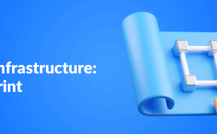 AI Agent Infrastructure hero image showing a blueprint-style design with a rolled technical plan, rulers, and modular blocks, branded with APPGAIN.CO.