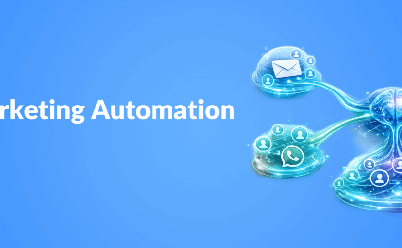 3D illustration of agentic marketing automation showing an AI brain autonomously controlling customer segmentation and personalized messaging across email, WhatsApp, SMS, and push notification channels.