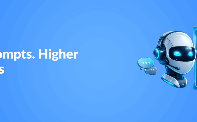 3D AI marketing agent with holographic prompt interface and revenue growth chart in clean SaaS style